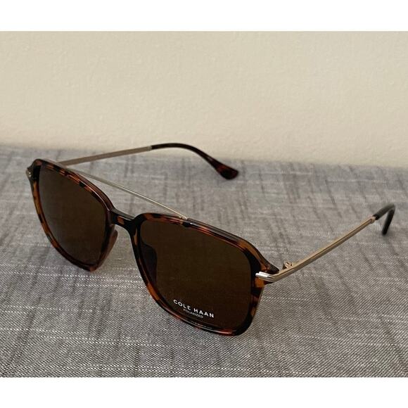New Cole Haan Sport Aviator Womens Brown Tortoise Polarized Sunglasses main image 8
